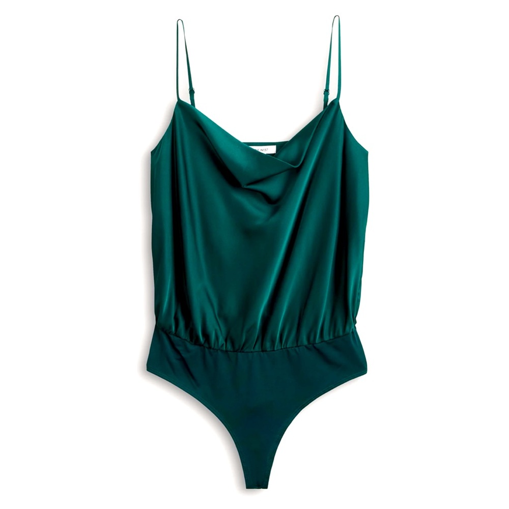 NWT Women's Nine West Cowlneck Cami Bodysuit Green